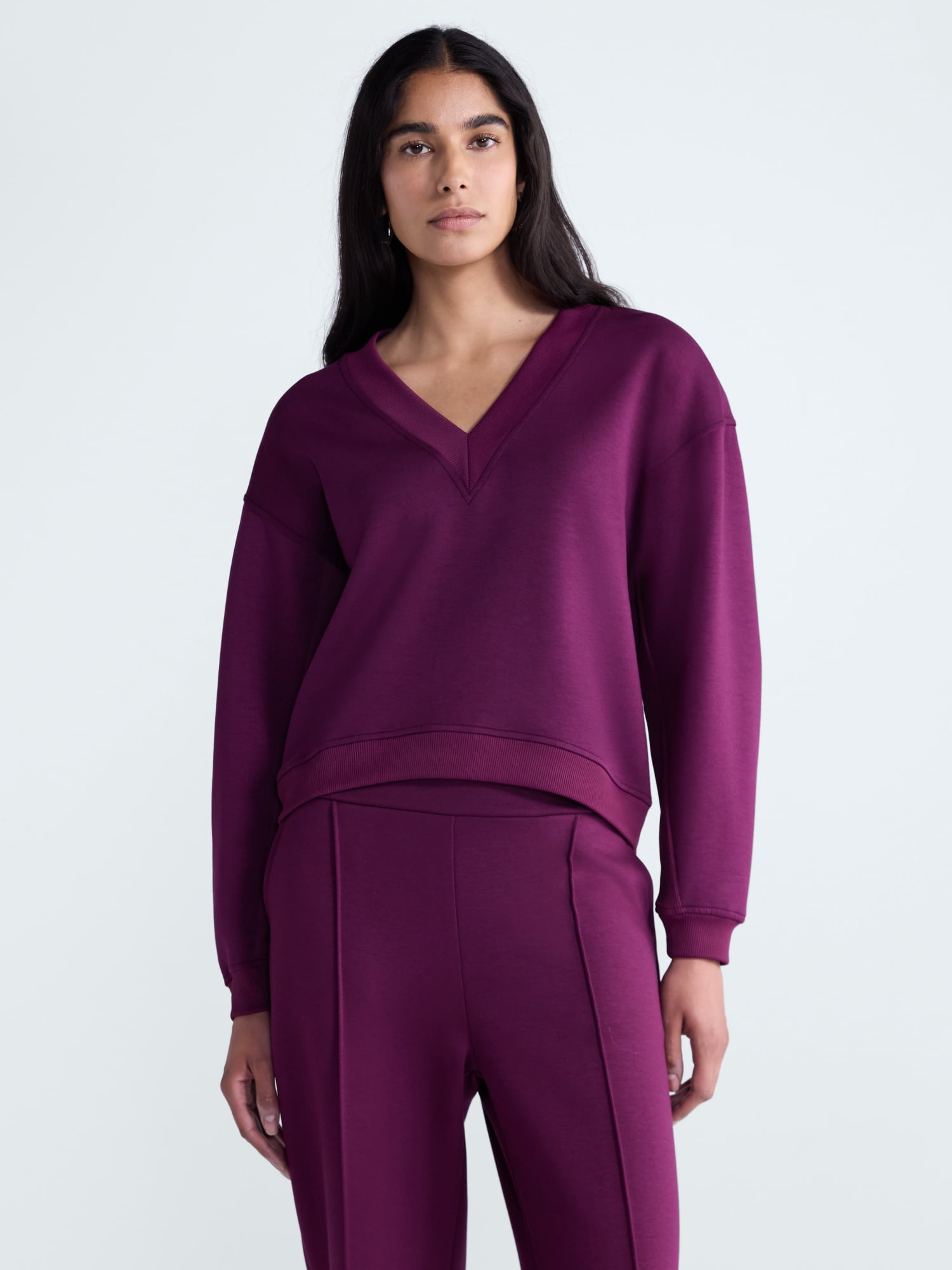 Scoop Women's and Women's Plus V-Neck Sweatshirt, Sizes XS-4X