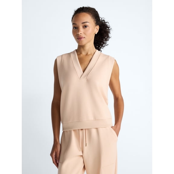 Scoop Women's Scubaknit Sleeveless Deep V-Neck Top, Sizes XS-XXL