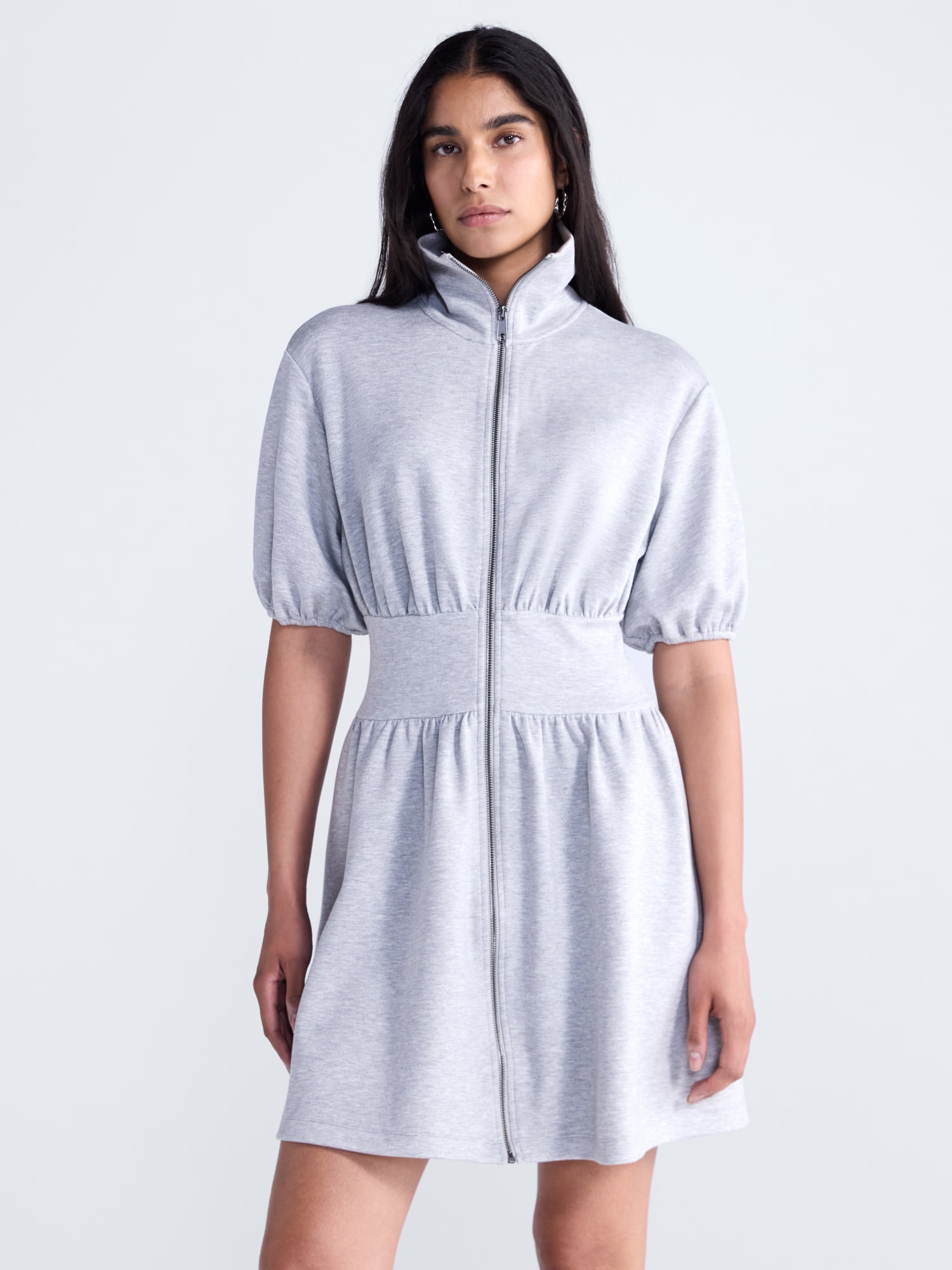Scoop Women's and Women's Plus Scubaknit Zip Front Dress, Sizes XS-4X