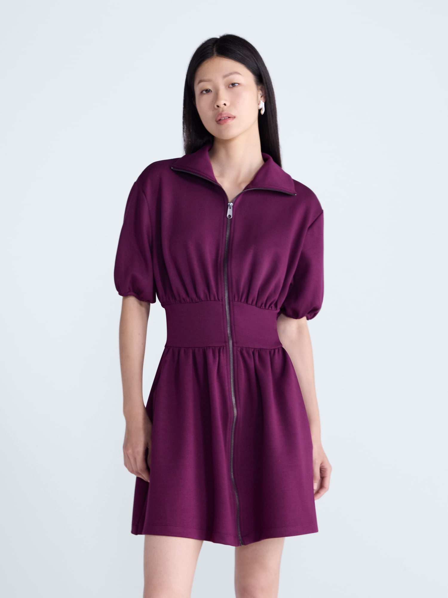 Scoop Women's and Women's Plus Scubaknit Zip Front Dress, Sizes XS-4X