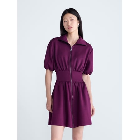 Scoop Women's and Women's Plus Scubaknit Zip Front Dress, Sizes XS-4X