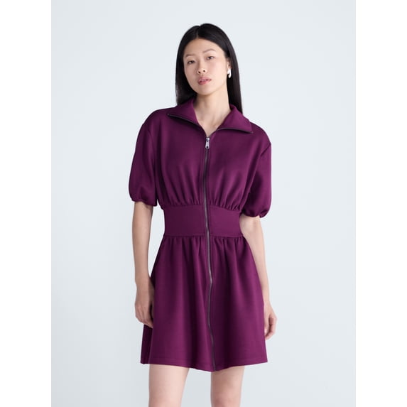 Scoop Women's and Women's Plus Scubaknit Zip Front Dress, Sizes XS-4X