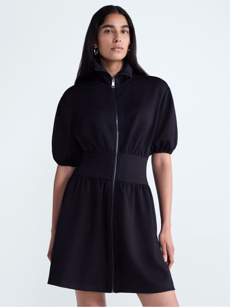 Scoop Women's and Women's Plus Scubaknit Zip Front Dress, Sizes XS-4X