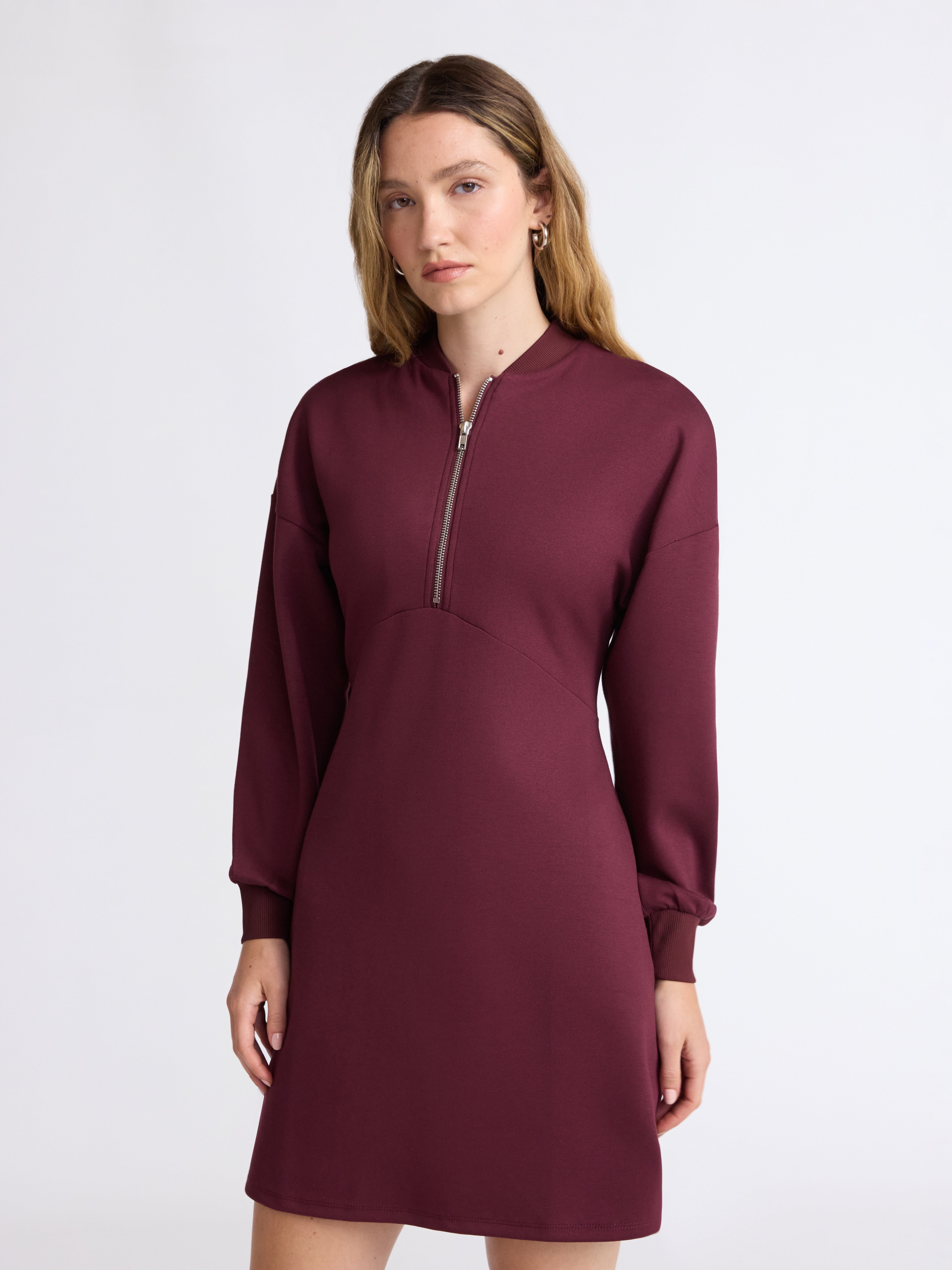 Scoop Women's and Women's Plus New Scubaknit Zip Front Mini Dress, Sizes XS-4X Scoop Women's and Women's Plus New Scubaknit Zip Front Mini Dress, Sizes XS-4X