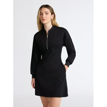 Scoop Women's and Women's Plus New Scubaknit Zip Front Mini Dress, Sizes XS-4X