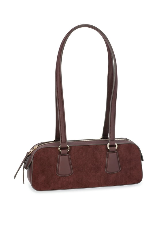 Women's Small East West Faux Suede Shoulder Bag, Velvet Rose