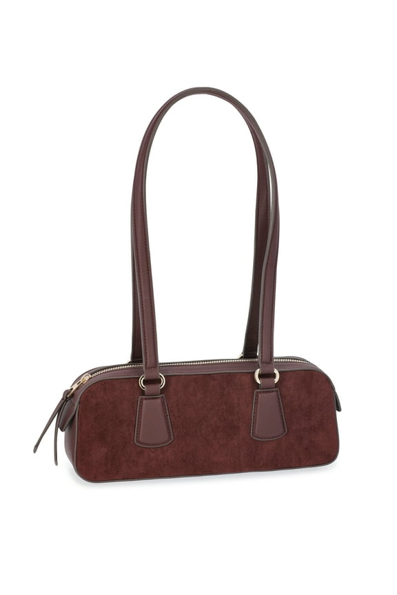 Women's Small East West Faux Suede Shoulder Bag, Velvet Rose