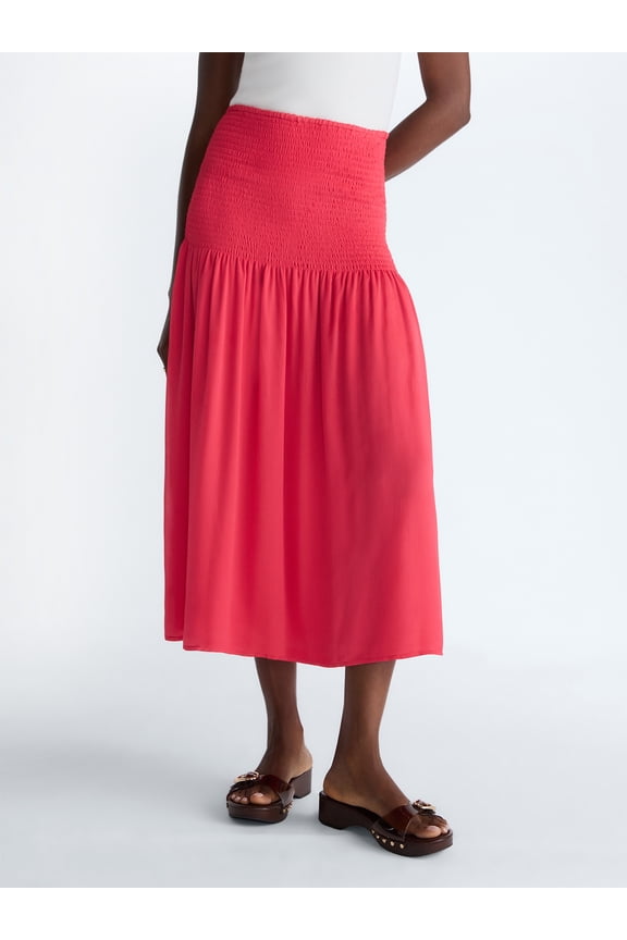 Women’s and Women’s Plus Smocked Maxi Skirt, Sizes XS-4X