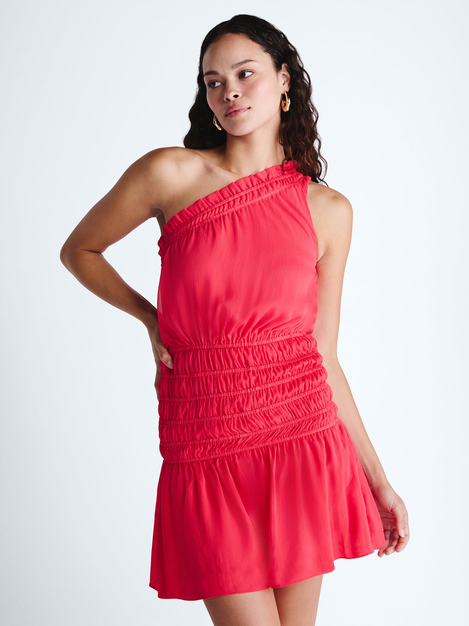 Scoop Women's and Women's Plus Smocked Ruffle Mini Dress, Sizes XS-4X