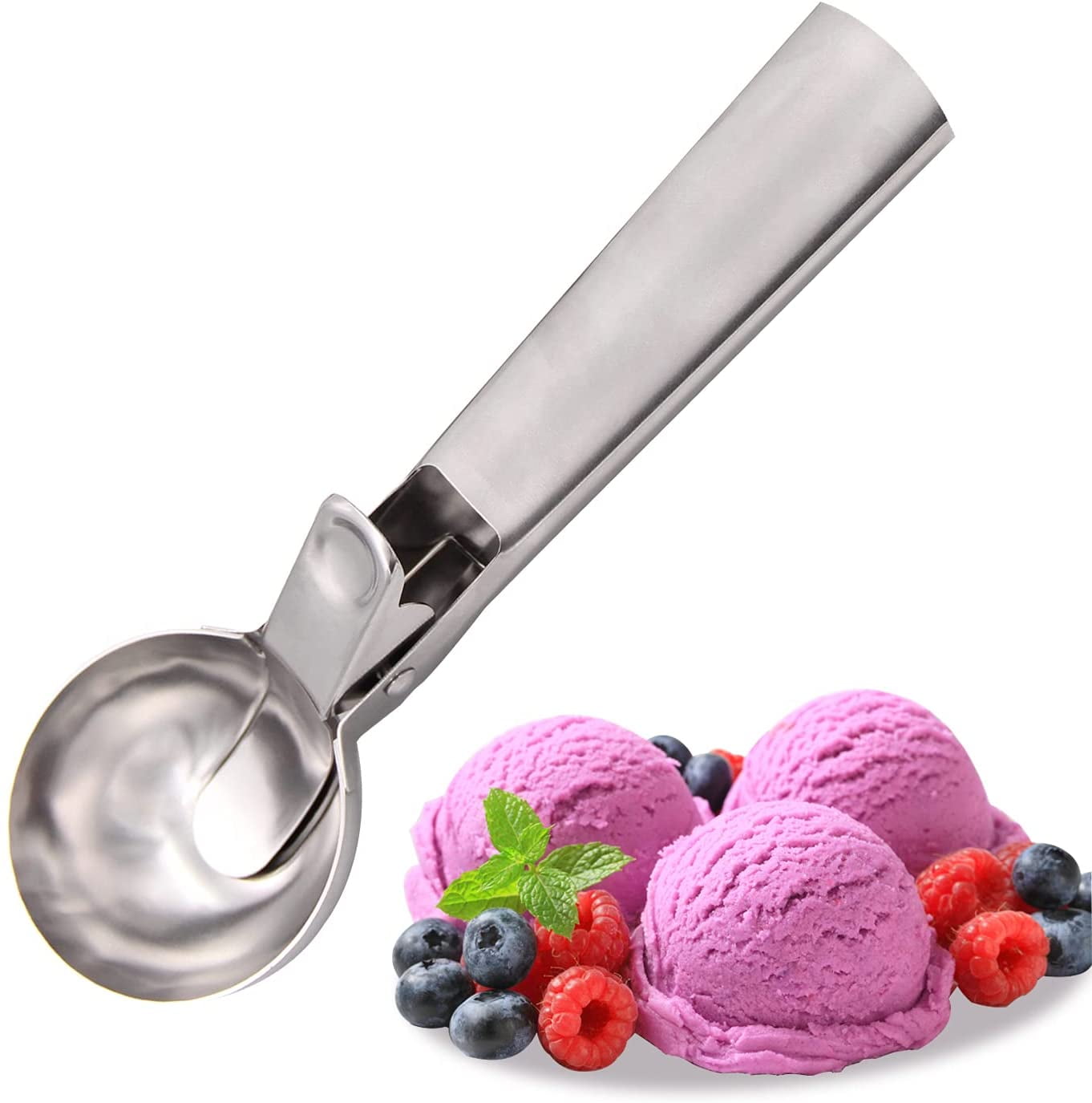 Vive Comb Ice Cream Scoop Trigger Release Stainless Steel Spoon
