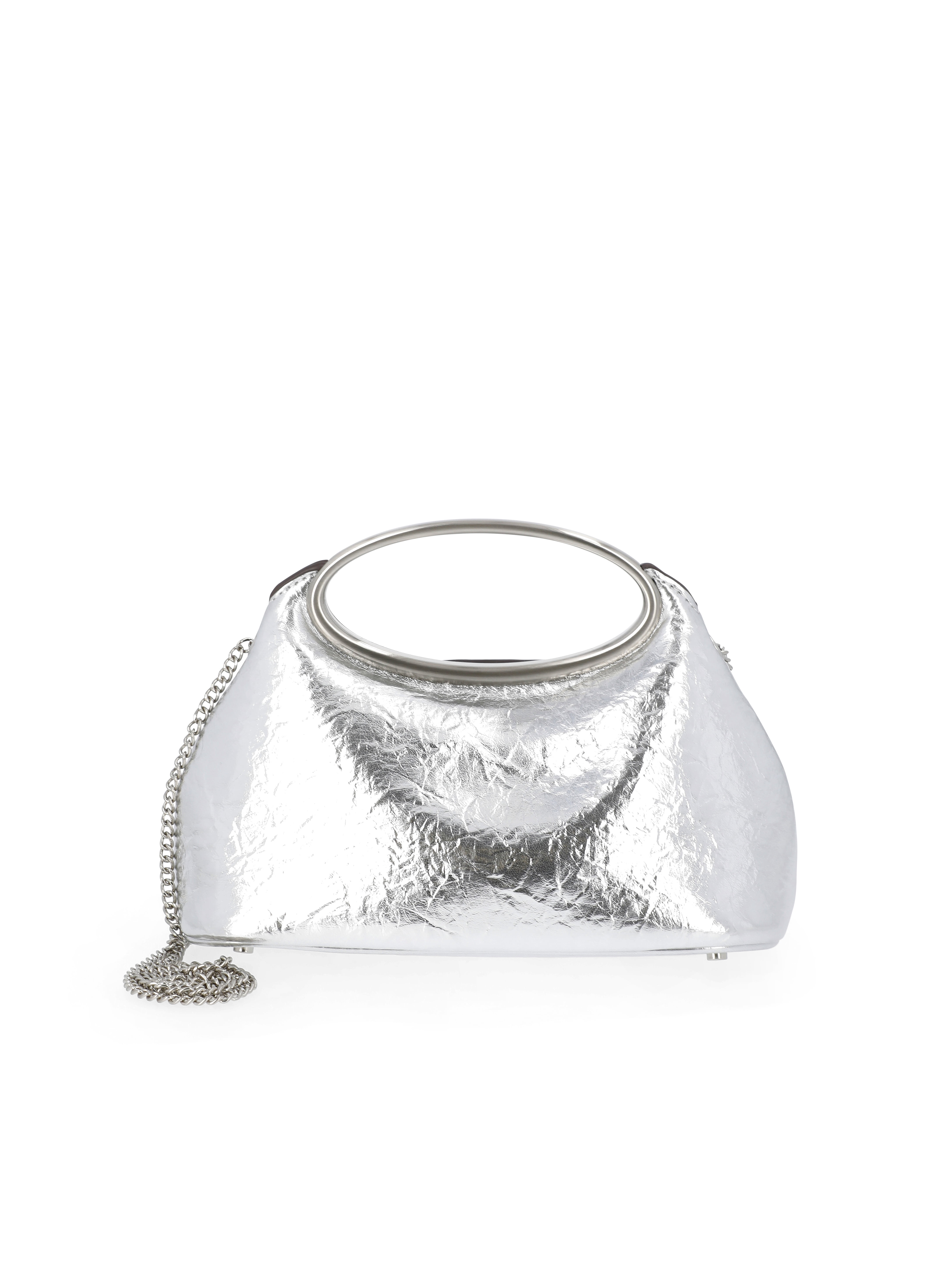 Scoop Women’s Metallic Faux Leather Top Handle Clutch, Silver Tone