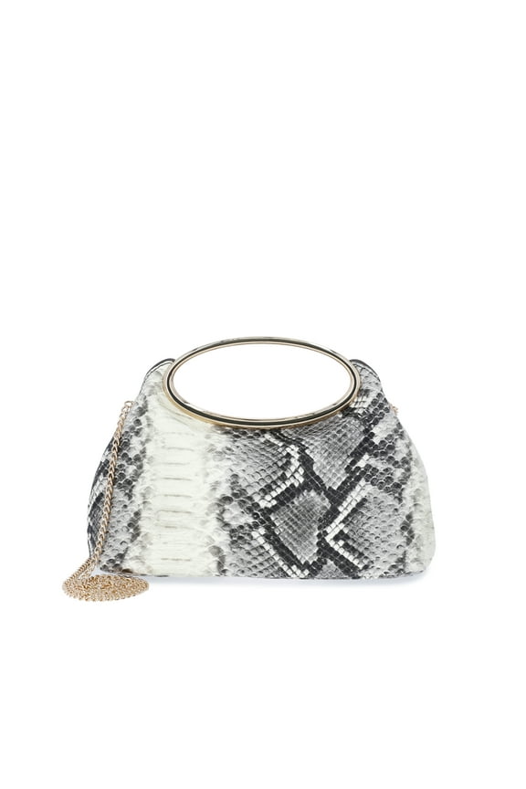 Women's Faux Snakeskin Top Handle Clutch