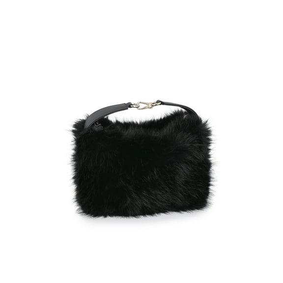 Scoop Women's Faux Fur Top Handle Mini Bag, Black