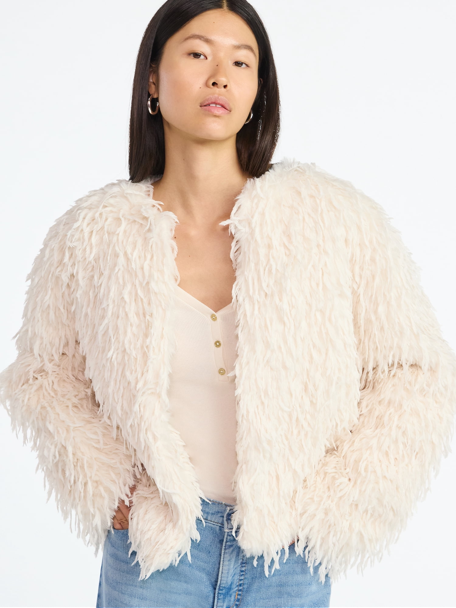 Scoop Women's and Women's Plus Whispy Faux Fur Jacket, Sizes XS-4X