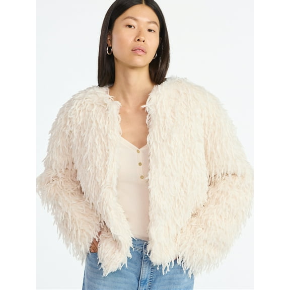 Scoop Women's and Women's Plus Whispy Faux Fur Jacket, Sizes XS-4X