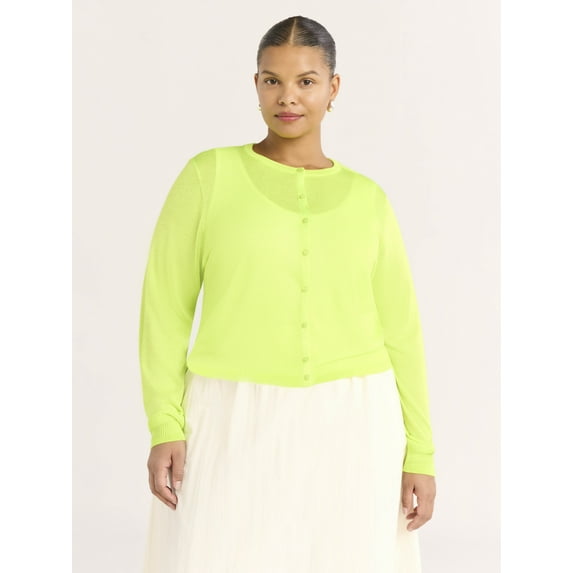 Scoop Woman's Plus Shrunken Cardigan Sweater, Sizes 1X-4X