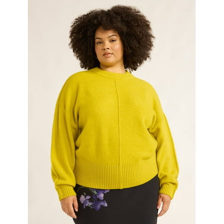 Scoop Women’s & Women's Plus Reverse Seam Crewneck Sweater, Lightweight, Sizes XS-4X