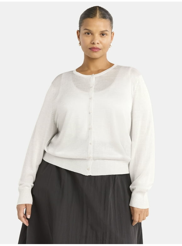 Woman's Shrunken Cardigan Sweater, Sizes XS-XXL