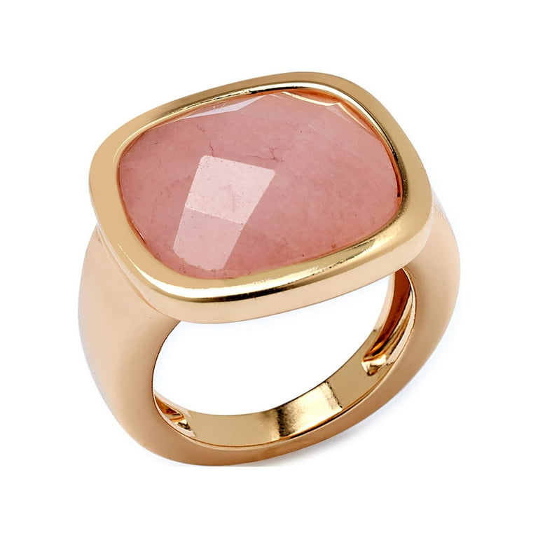 Scoop Women s 14K Gold Flash Plated Rose Quartz Ring Walmart