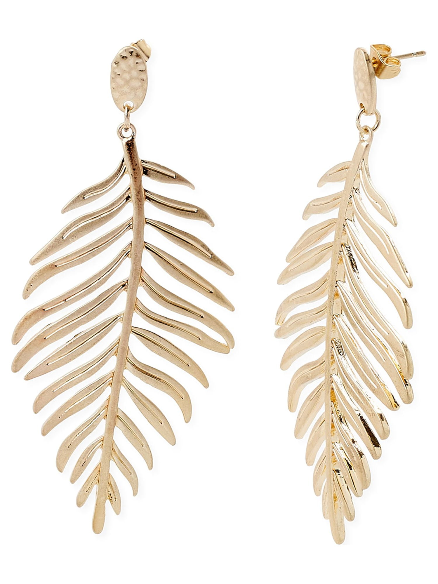 Gold palm store leaf earrings