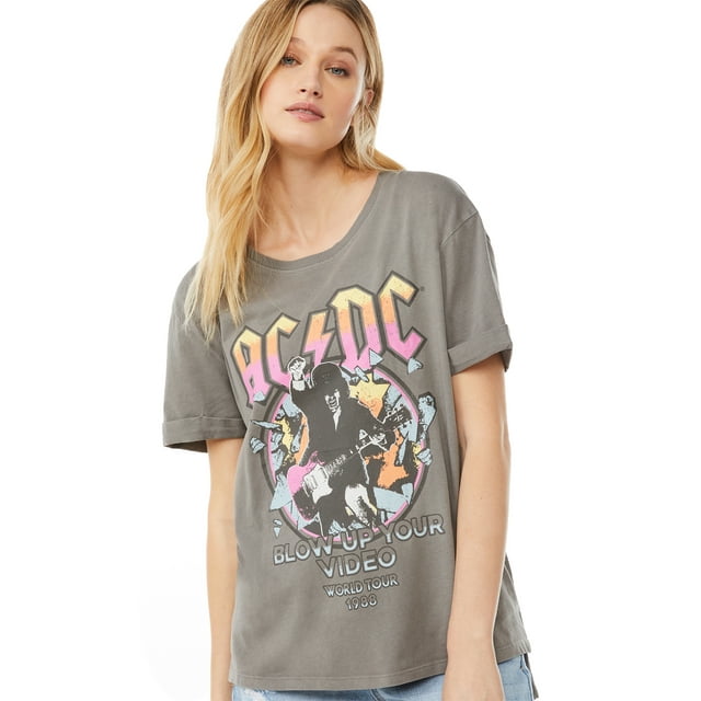 Scoop Women's AC/DC Hi Low Boyfriend T-Shirt - Walmart.com