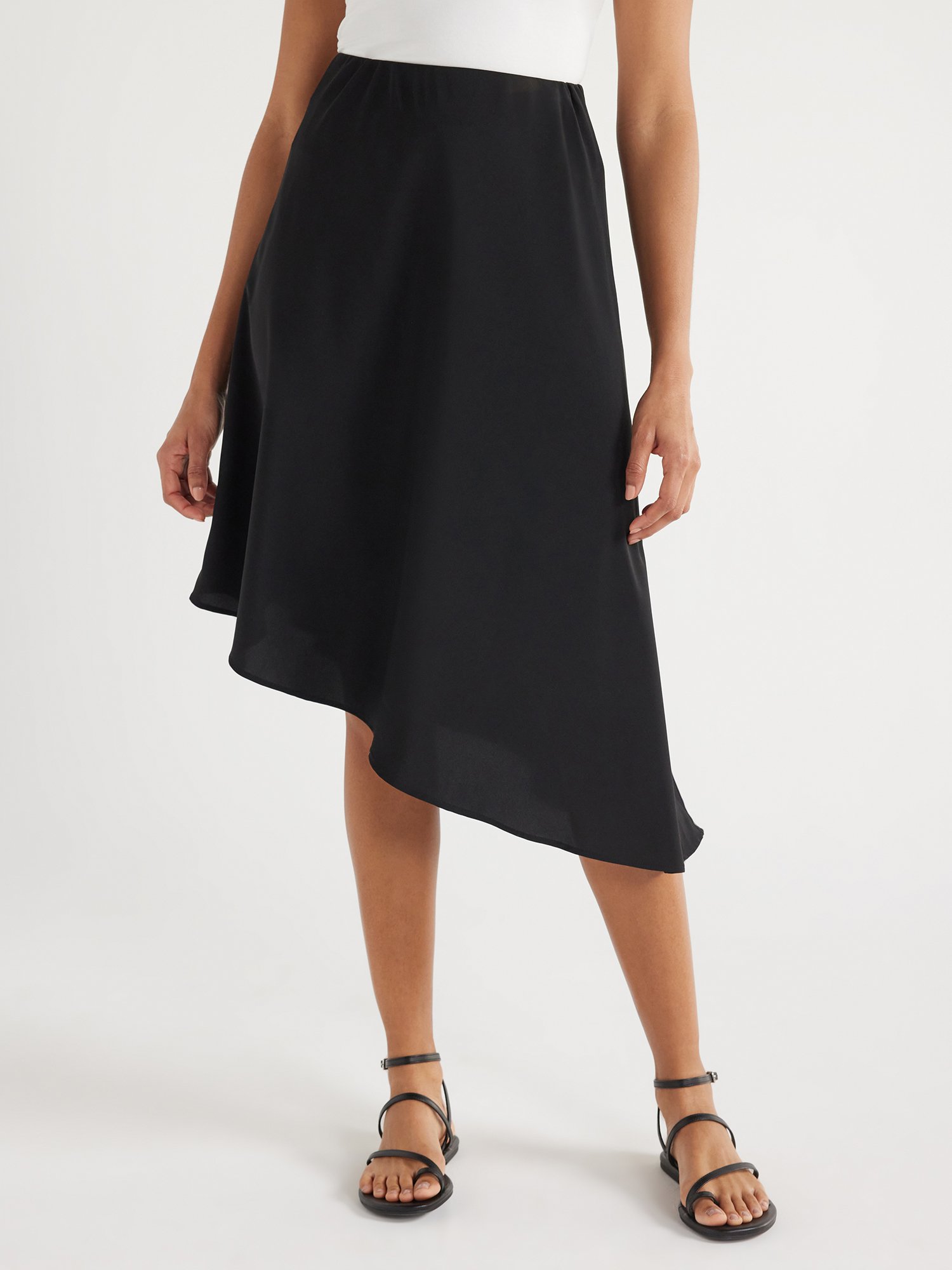Scoop Women’s Asymmetrical Pull On Midi Skirt, Sizes XS-XXL