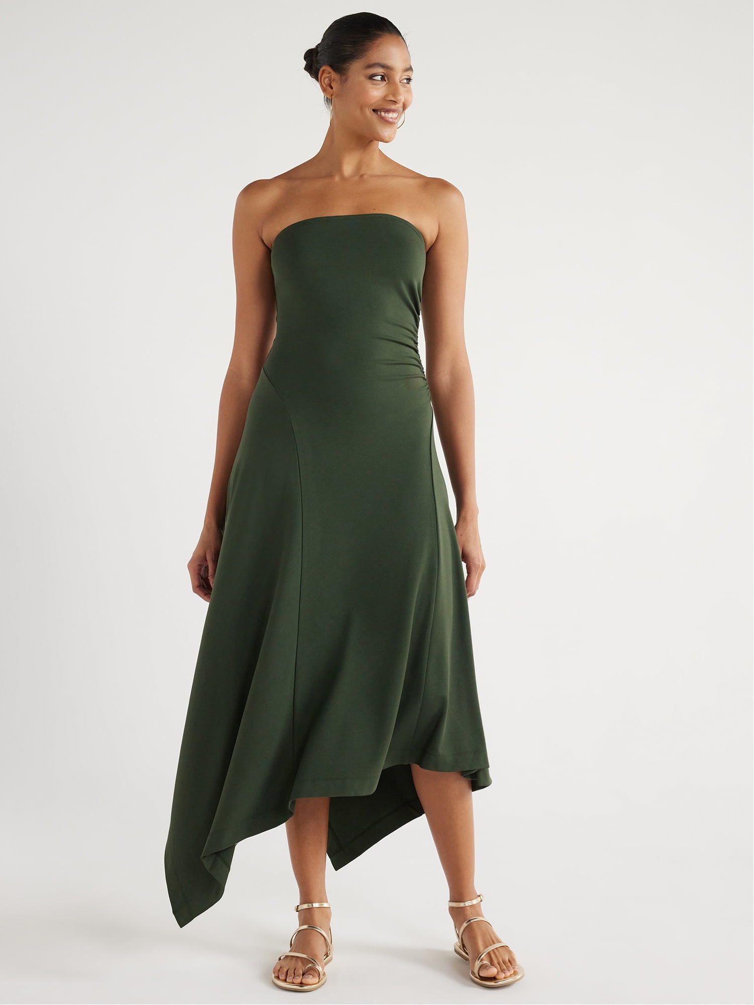 Asymmetrical Design Tube Top Dress