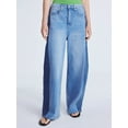 thumbnail image 1 of Scoop Women's Two-Tone Baggy Barrel Jeans, Sizes 0-18, 1 of 4