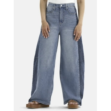 Scoop Women's Two-Tone Baggy Barrel Jeans, Sizes 0-18