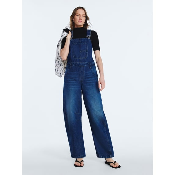 Scoop Women's and Women's Plus Cotton Barrel Overalls, 24", 26", and 28" Inseams, Sizes XS-4X