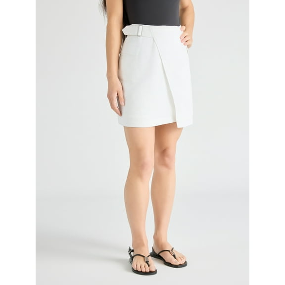 Scoop Women’s Belted Envelope Mini Skirt, Sizes 0-18