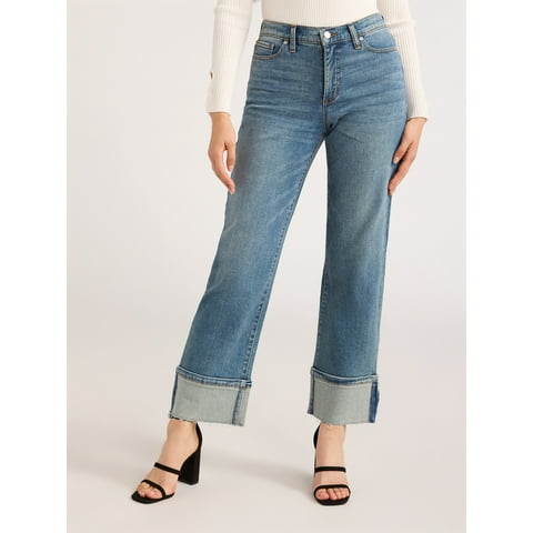 Scoop Women's and Women's Plus Benton Cuffed Ankle Jeans, 25", 27", and 29" Inseams, Sizes 0-26W