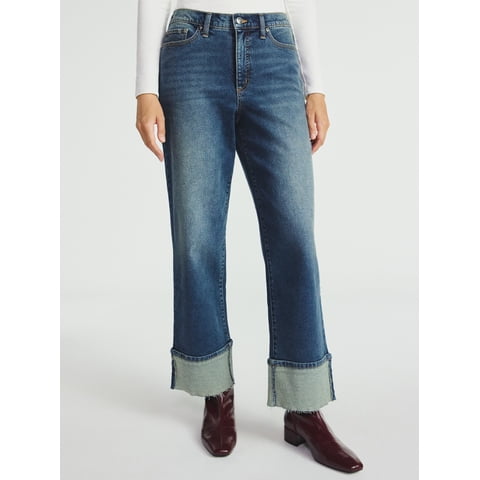 Scoop Women's and Women's Plus Benton Cuffed Ankle Jeans, 25", 27", and 29" Inseams, Sizes 0-26W