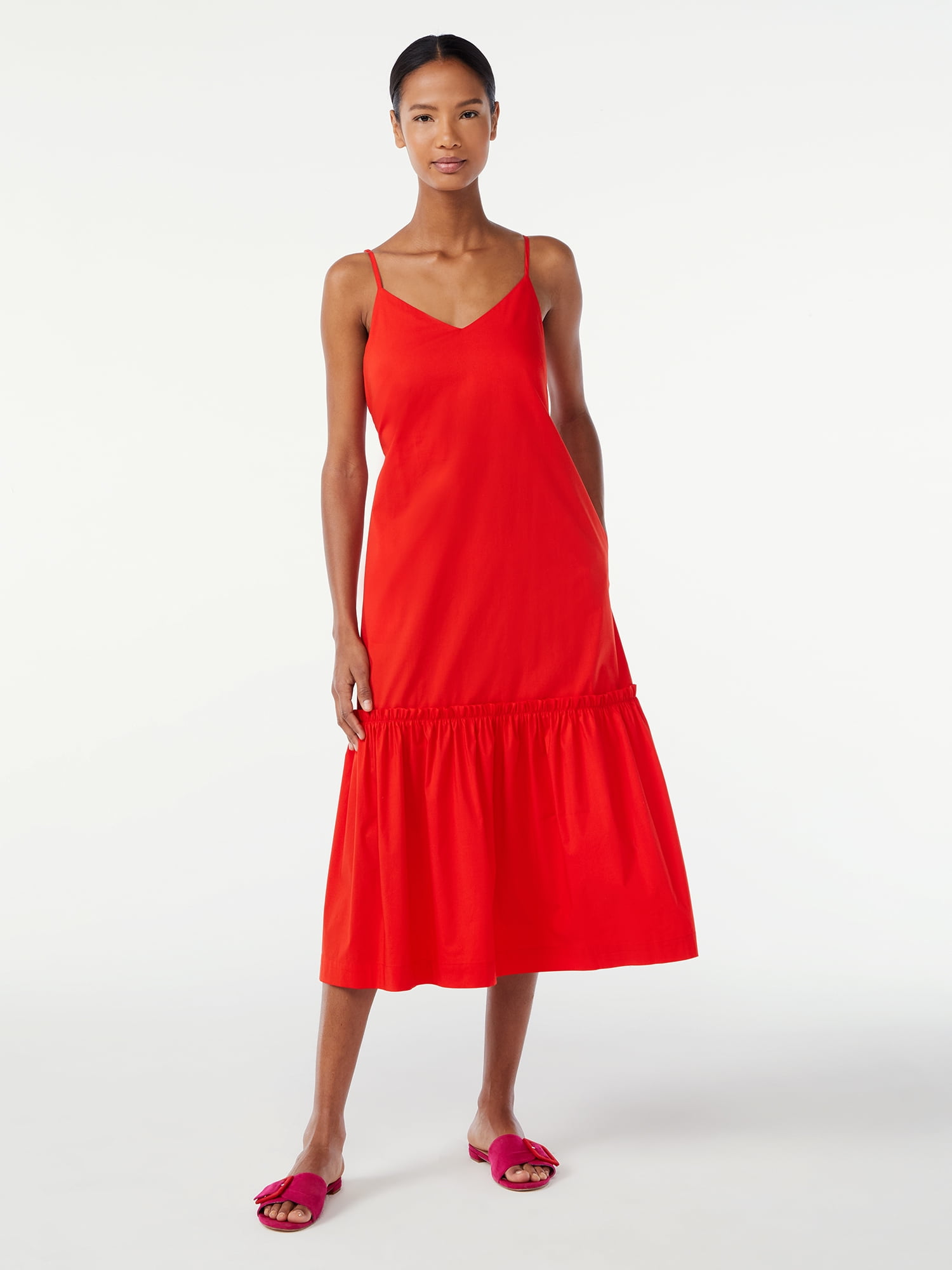 Scoop Women's Bow Back Midi Dress - Walmart.com
