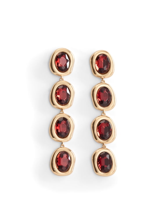 Women's Burgundy Stone Linear Earrings, 1 Pair