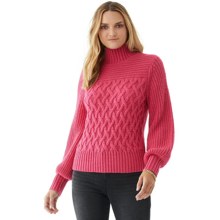 Scoop Women's Cable Knit Turtleneck Sweater - Walmart.com