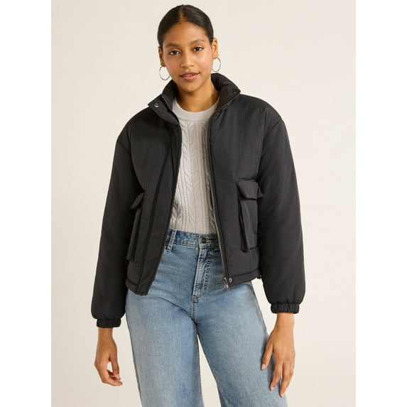 Scoop Women's Cargo Puffer Jacket, Midweight, Sizes XS-XXL