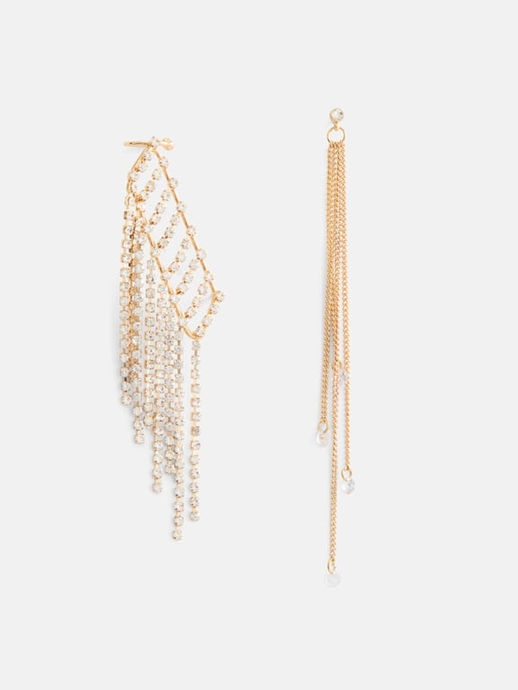 Women's Cascading Faux Crystal Cuff Earrings, Gold Tone, 1 Pair