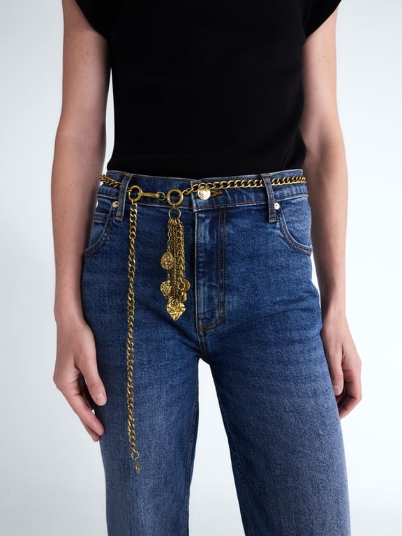 Women's Gold Tone Chain Belt, Sizes S-M