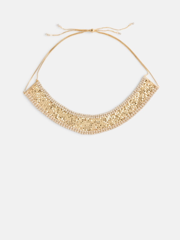 Women's Chainmail Choker Necklace, Gold Tone, 1 Piece