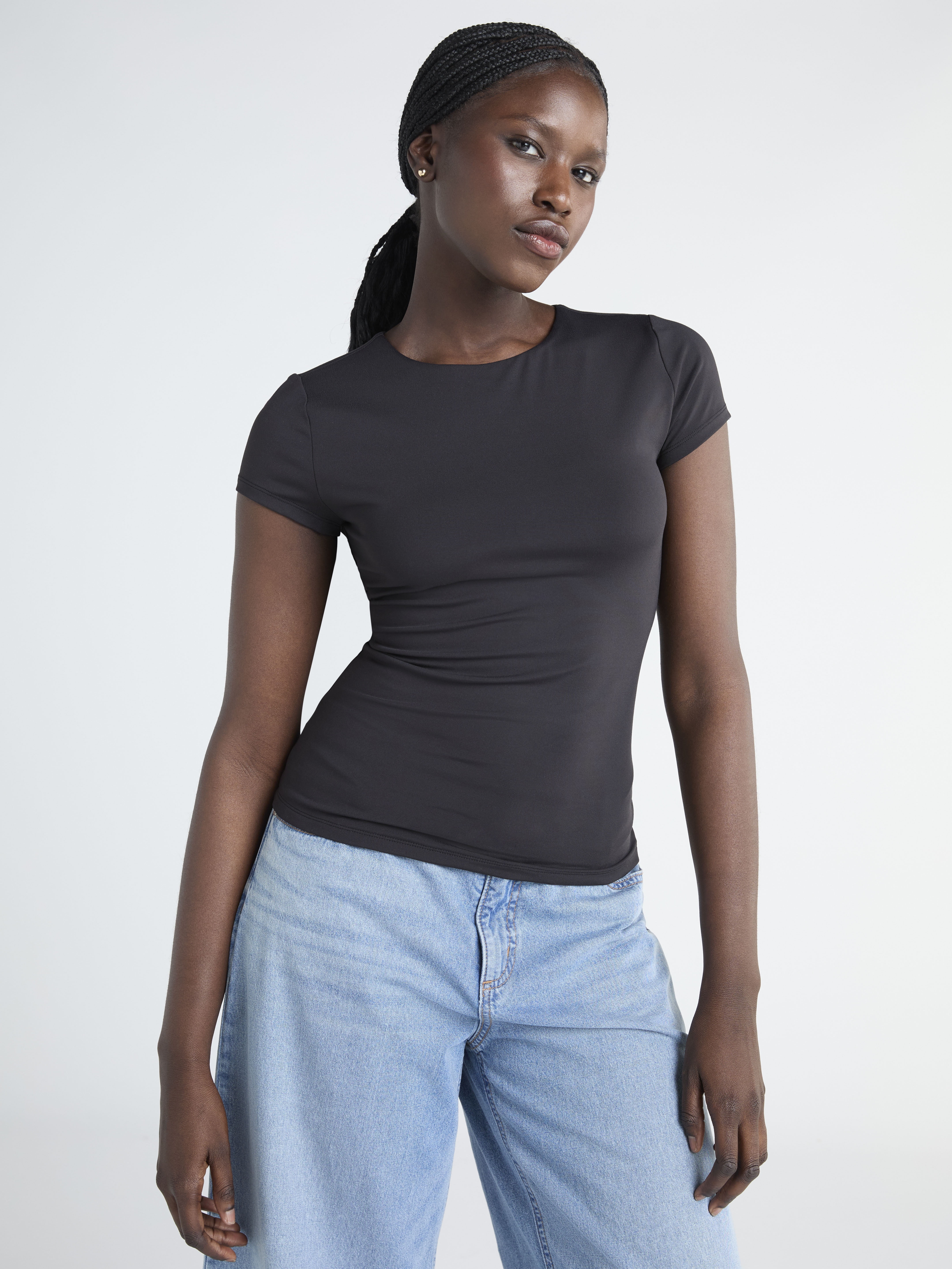 Scoop Women's Contour Fitted Tee with Short Sleeves, Sizes XS-XXL