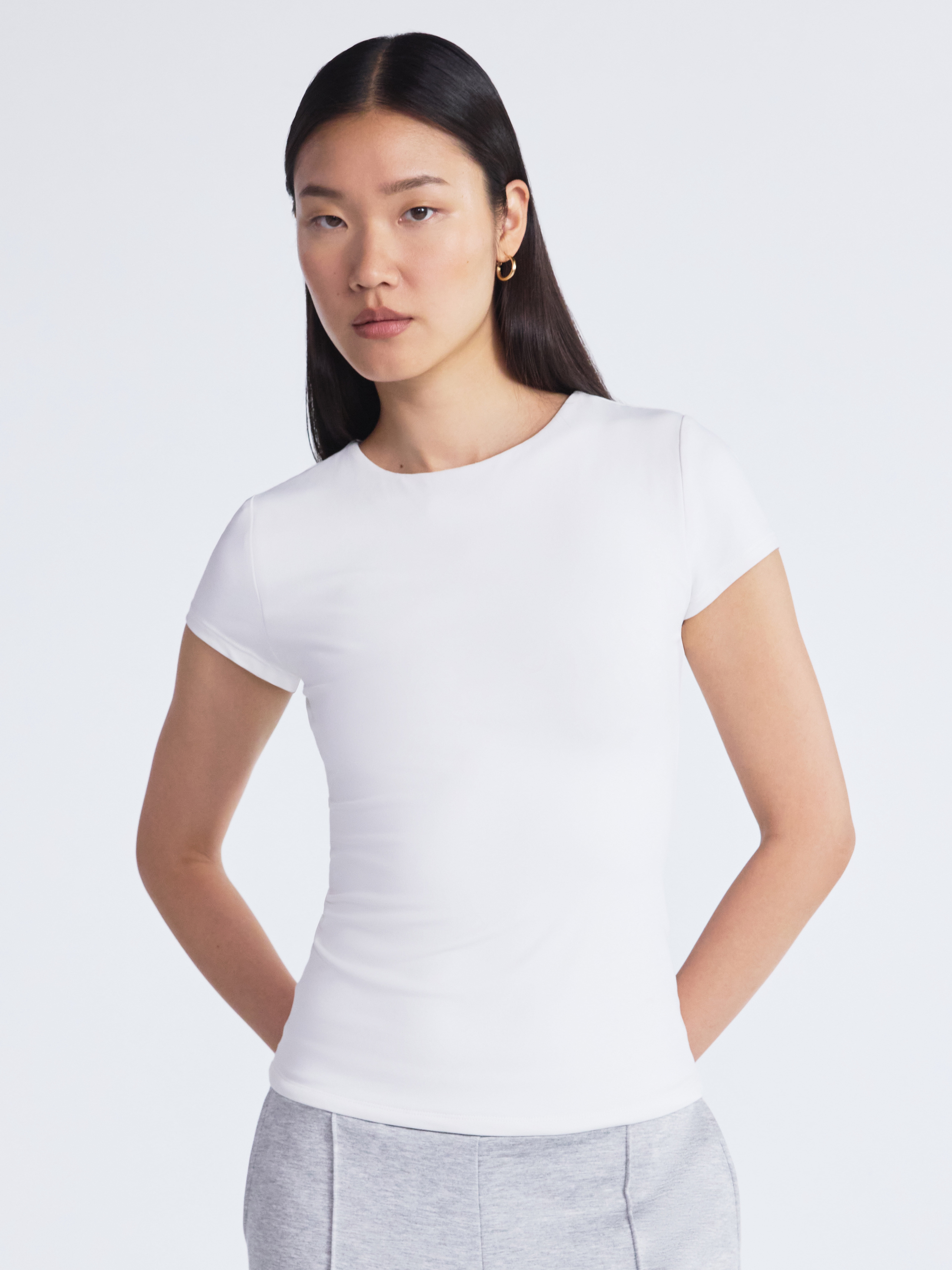 Scoop Women's Contour Fitted Tee with Short Sleeves, Sizes XS-XXL