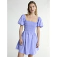 thumbnail image 1 of Scoop Women’s and Women's Plus Cotton Smocked Mini Dress with Puff Sleeves, Sizes XS-4X, 1 of 4