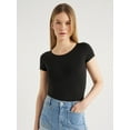 thumbnail image 1 of Scoop Women’s Crew Neck Bodysuit with Short Sleeves, Sizes XS-XXL, 1 of 5