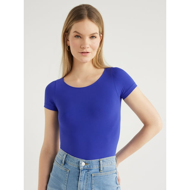 Scoop Women’s Crew Neck Bodysuit with Short Sleeves, Sizes XS-XXL - Walmart.com