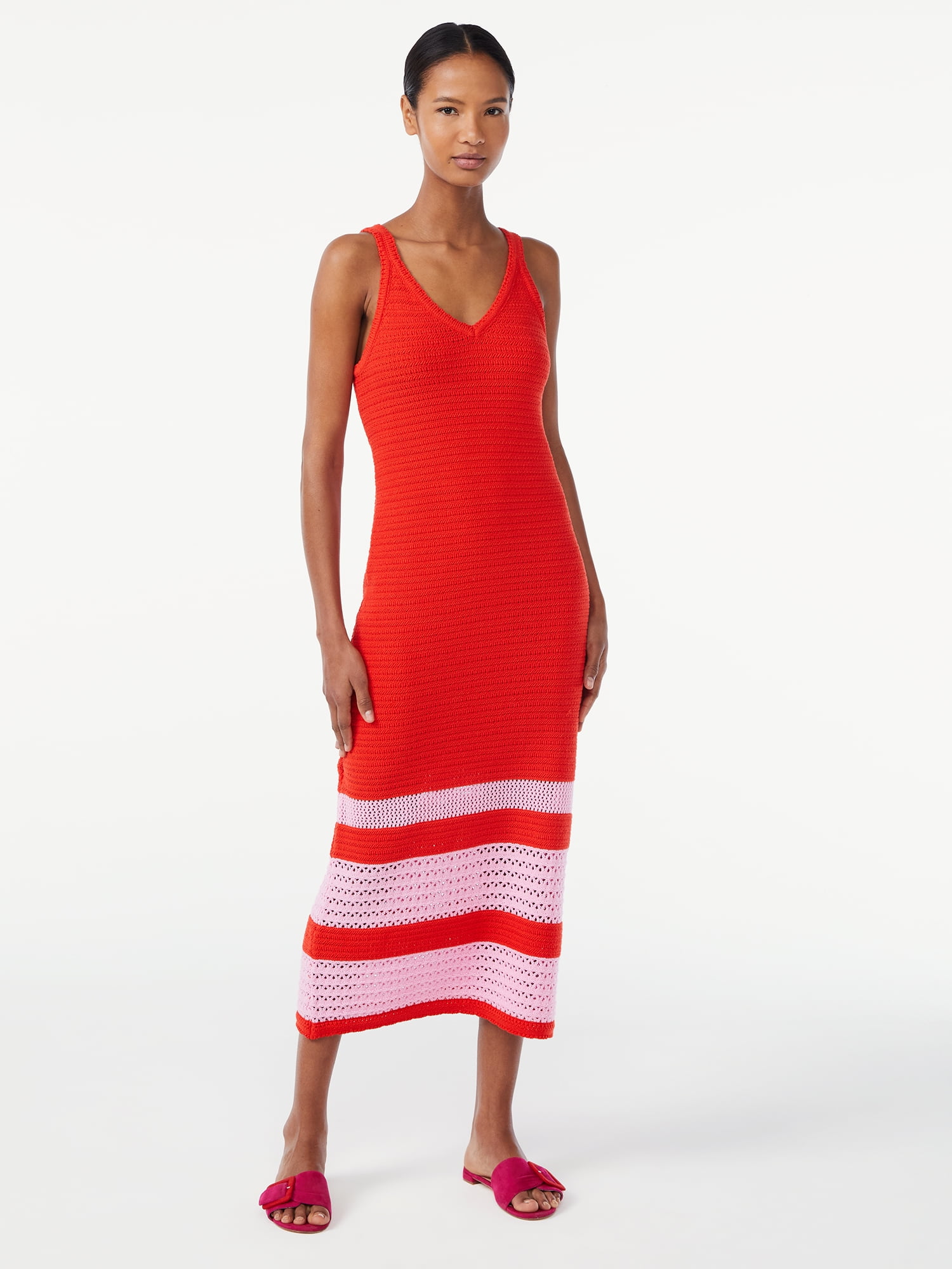 Crochet top shift dress