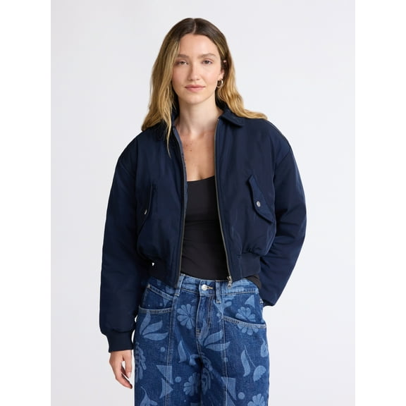 Scoop Women's Cropped Bomber Jacket, Midweight, Sizes XS-XXL