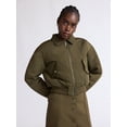 thumbnail image 1 of Scoop Women's Cropped Bomber Jacket, Midweight, Sizes XS-XXL, 1 of 5
