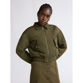 Scoop Women's Crinkle Faux Patent Leather Cropped Bomber