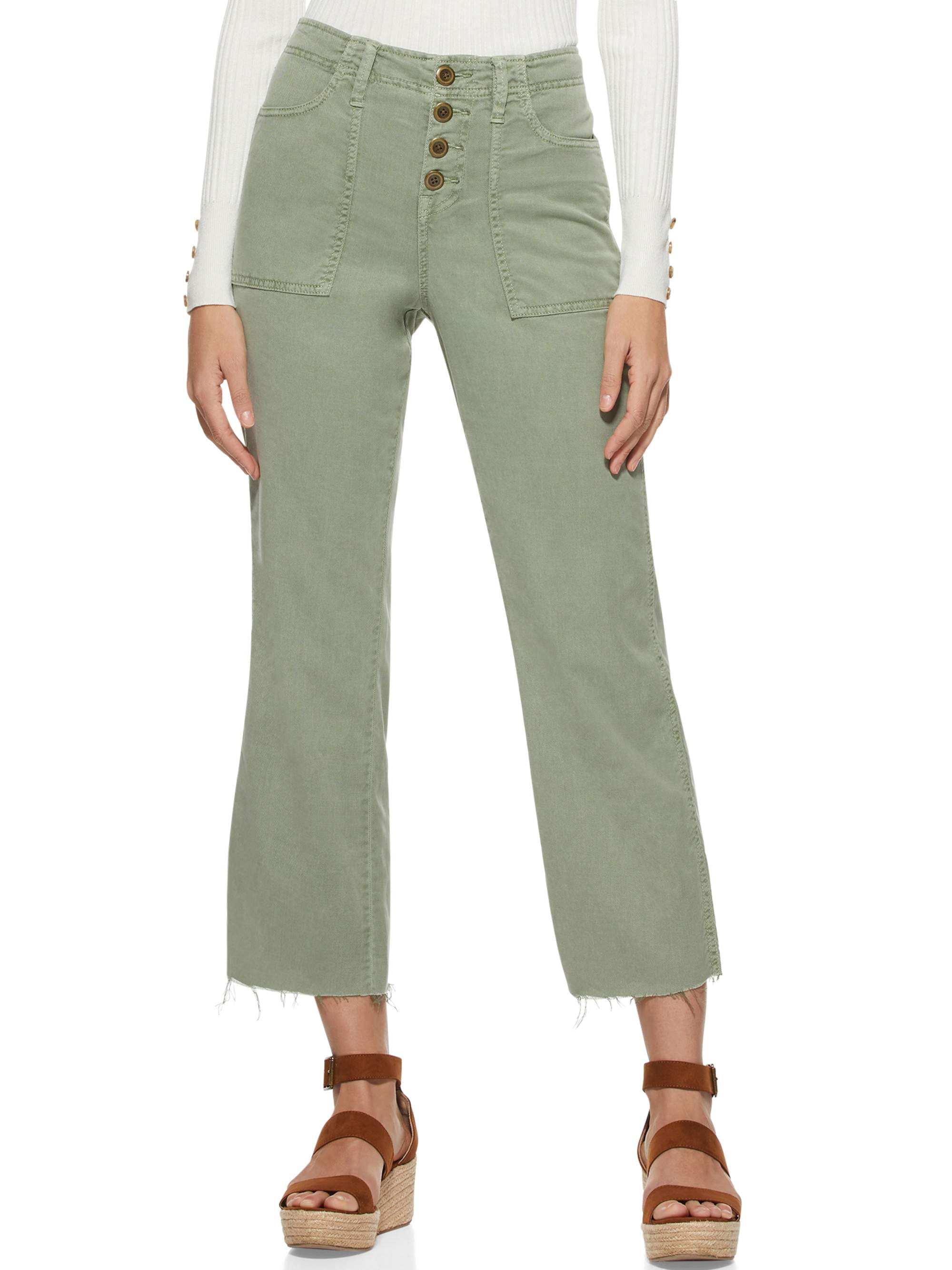 Scoop Women's Cropped Button Front Cargo Pants - Walmart.com